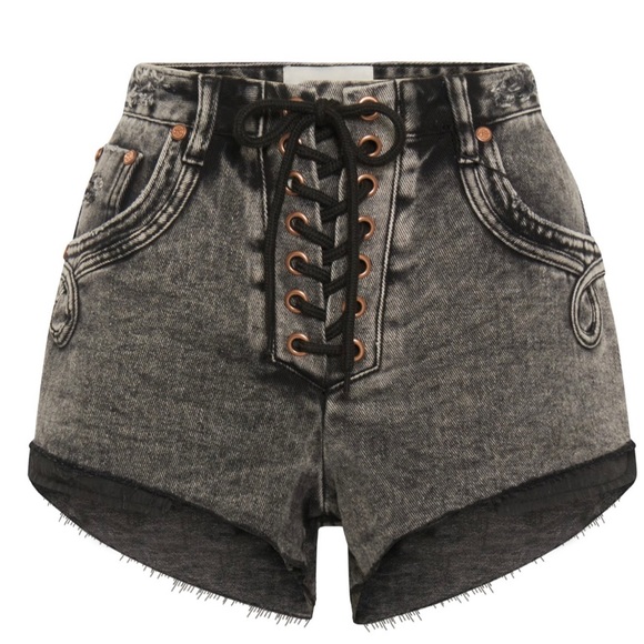 One Teaspoon - LACED UP THE ONE FITTED CHEEKY DENIM SHORT - Picture 1 of 5